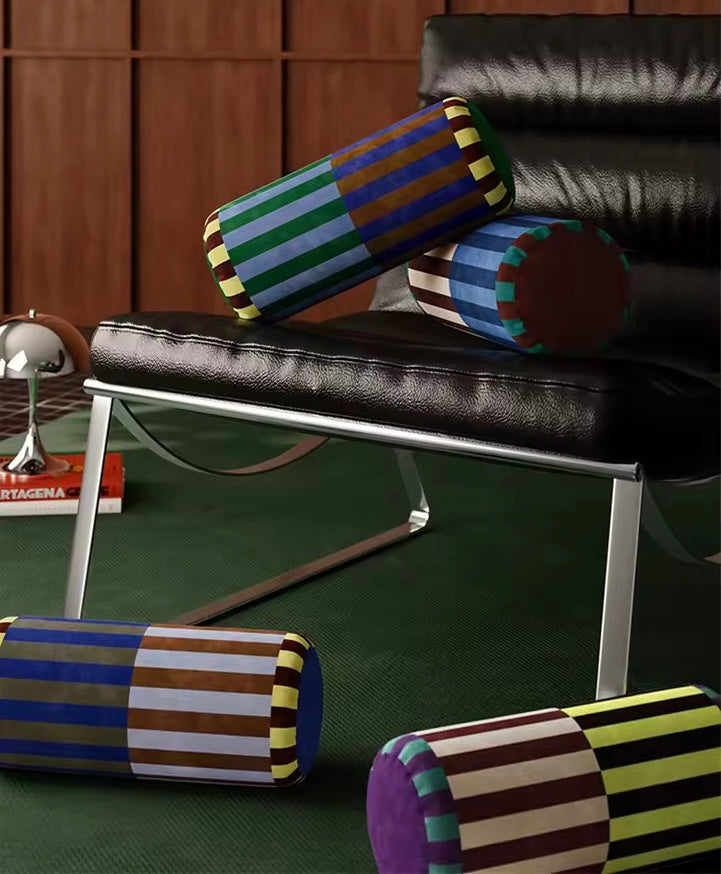 Ribbed Velvet Bolster Cushions - Premium Cylindrical Pillows | NOBLECOVERS