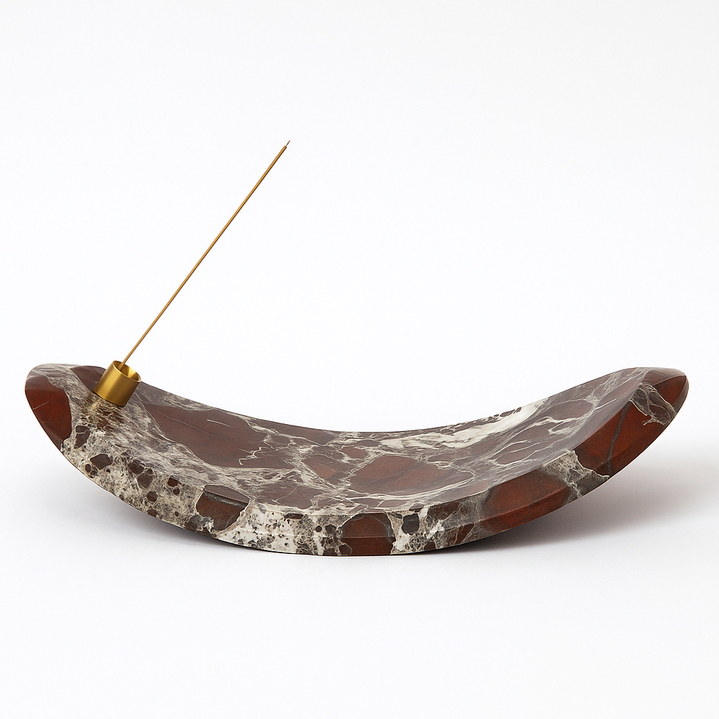 Rosso Lepanto Marble Incense Holder