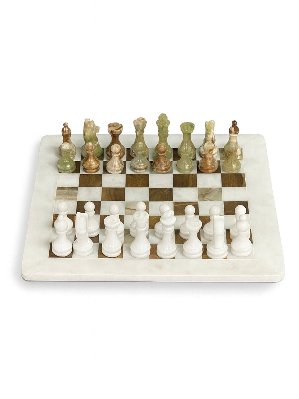 Marble and Green Onyx Chess Set
