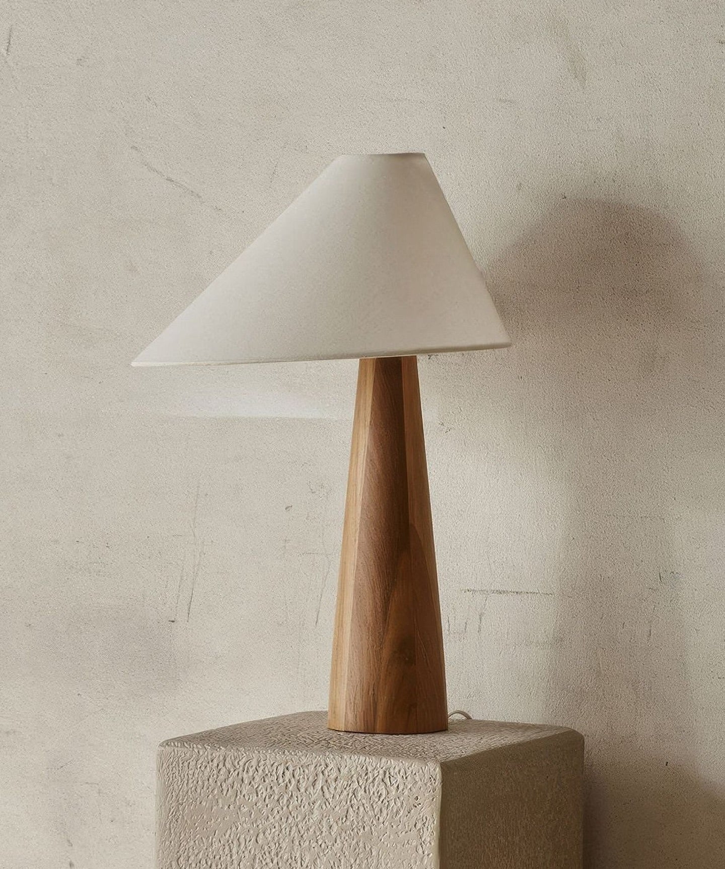 Conical Oak Wood Table Lamp